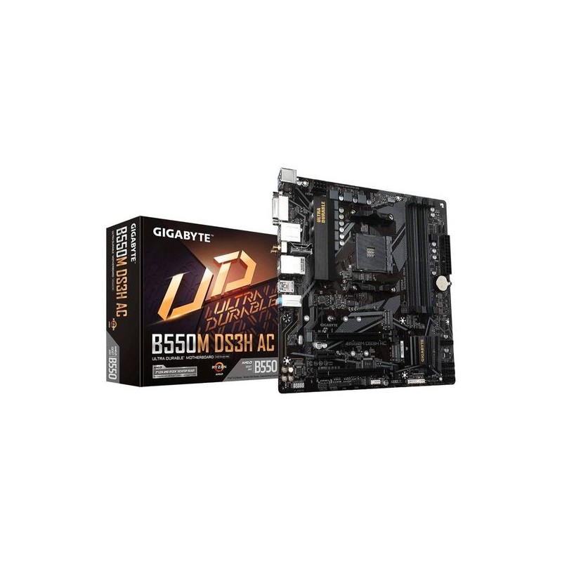 Gigabyte Tarjeta Madre B550M DS3H AC (rev. 1.x) AMD B550 128GB DDR4 Micro ATX