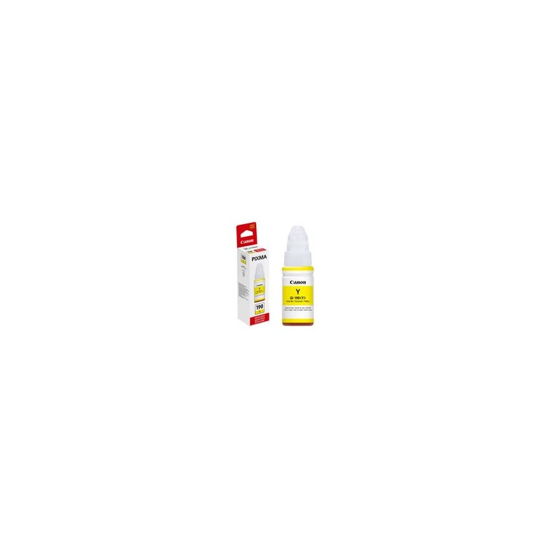 Botella de Tinta Canon GI-190 amarilla rinde 7000 páginas 70ml